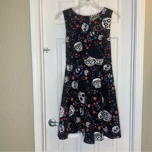 Day of the Dead Dia De Los Muertos Print Fit and Flare Dress Size XL